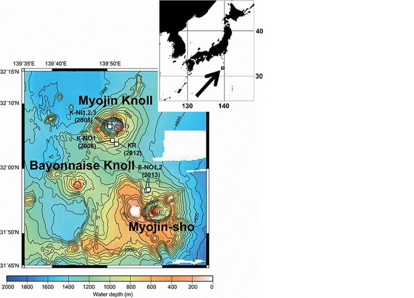 Myojin Knoll Su Altı Volkanı Konumu