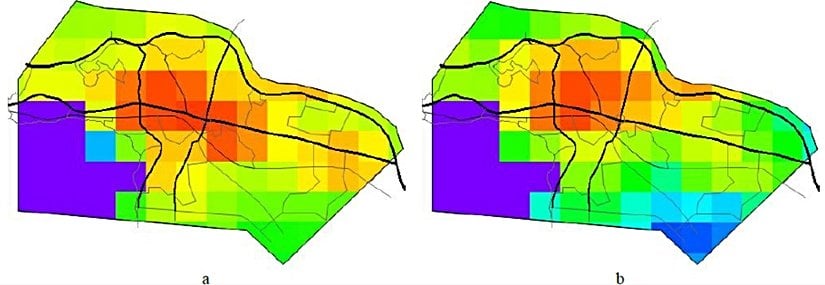 a) Yüzey Sıcaklığı (gündüz), b) Yüzey Sıcaklığı (gece)