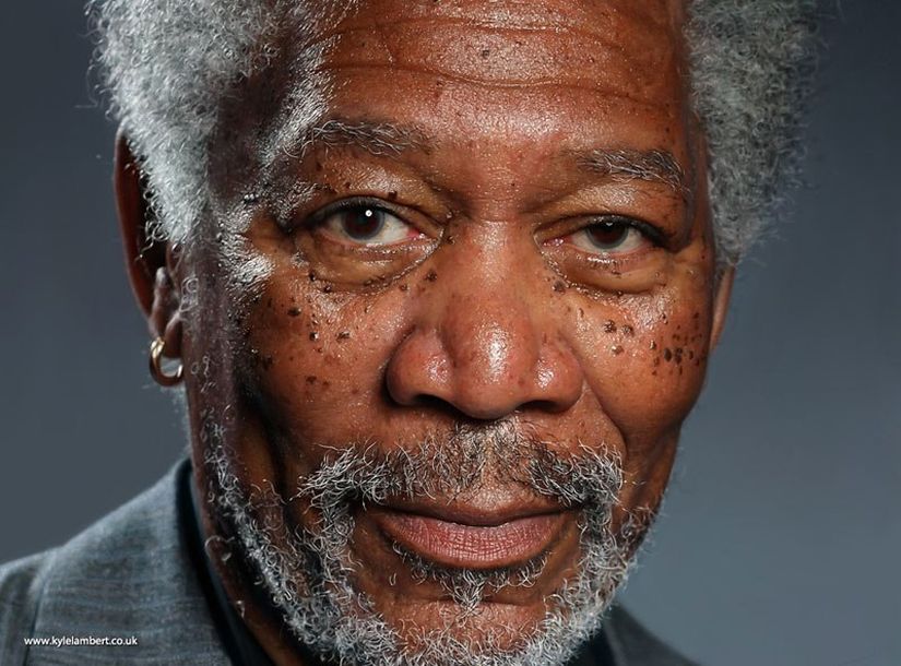 Kyle Lambert tarafından iPad kullanılarak parmak ile çizilen Morgan Freeman portresi (evet, fotoğraf değil)