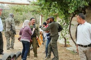 Masked Settler Attacks Palestinian Woman During Olive Harvest