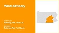Wind advisory in place for Central Pa. for Saturday – gusts up to 55 mph
