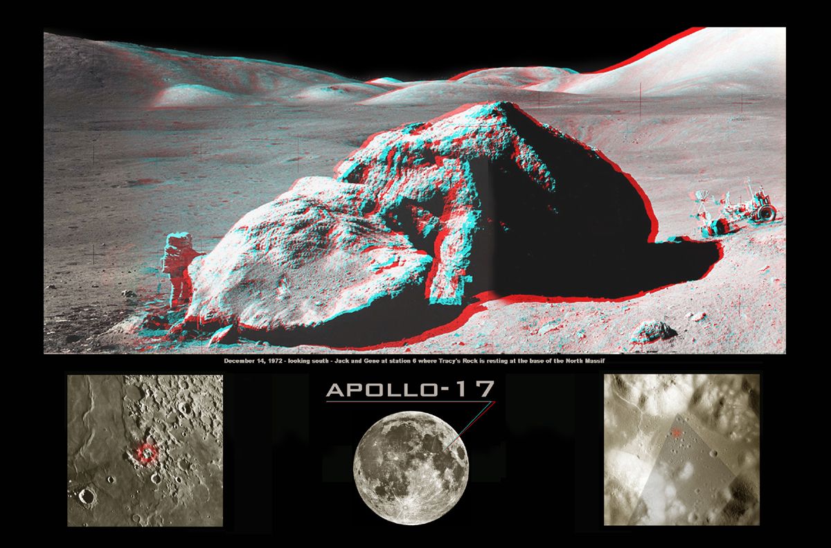 Apollo 17: Boulder in Stereo