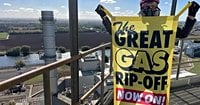 Green protesters scale chimney stacks at Nottinghamshire gas-fired power station