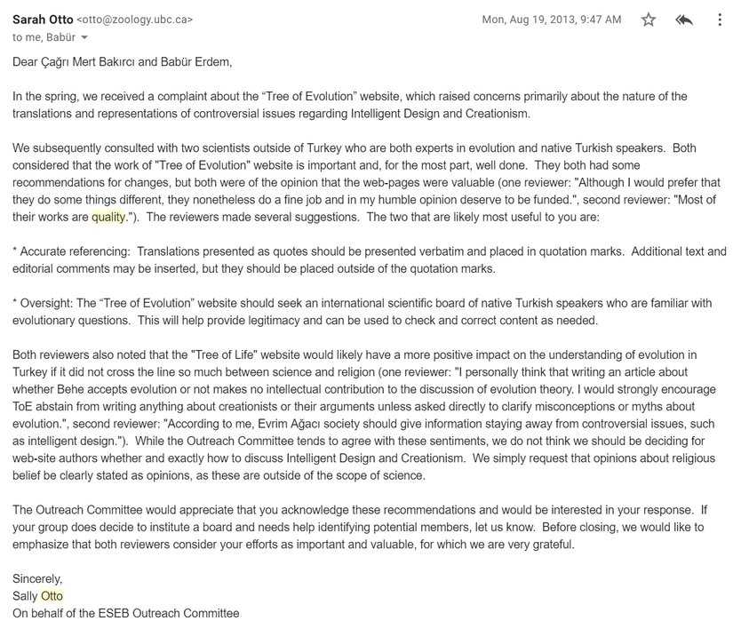 ESEB'in Gönderdiği e-posta