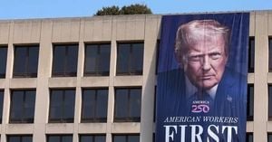 Trump Banner Unfurled Over Labor Department Sparks Uproar