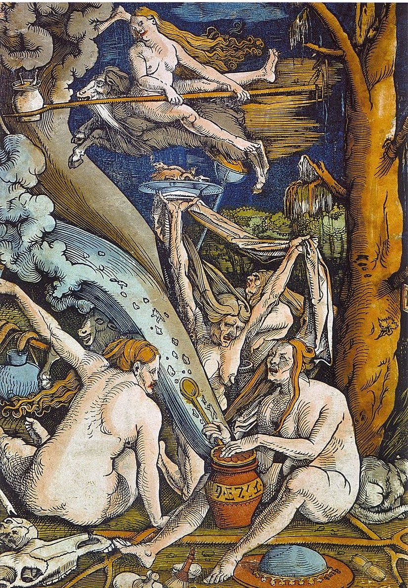 Hans Baldung tarafından 1508 yılında yapılmış "Cadılar" tablosu
