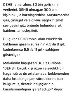 Dehb li insanların ömür süresi daha mı kısadır?