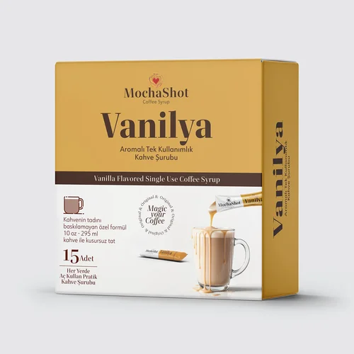 Mocha Shot Vanilya Aromalı Tek Kullanımlık Kahve Şurubu 20 ml x 15 Adet