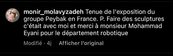 Hatta burada da Mohammad Eyani adlı kişiye de robotik kısmı yaptığı için teşekkür ediyor.