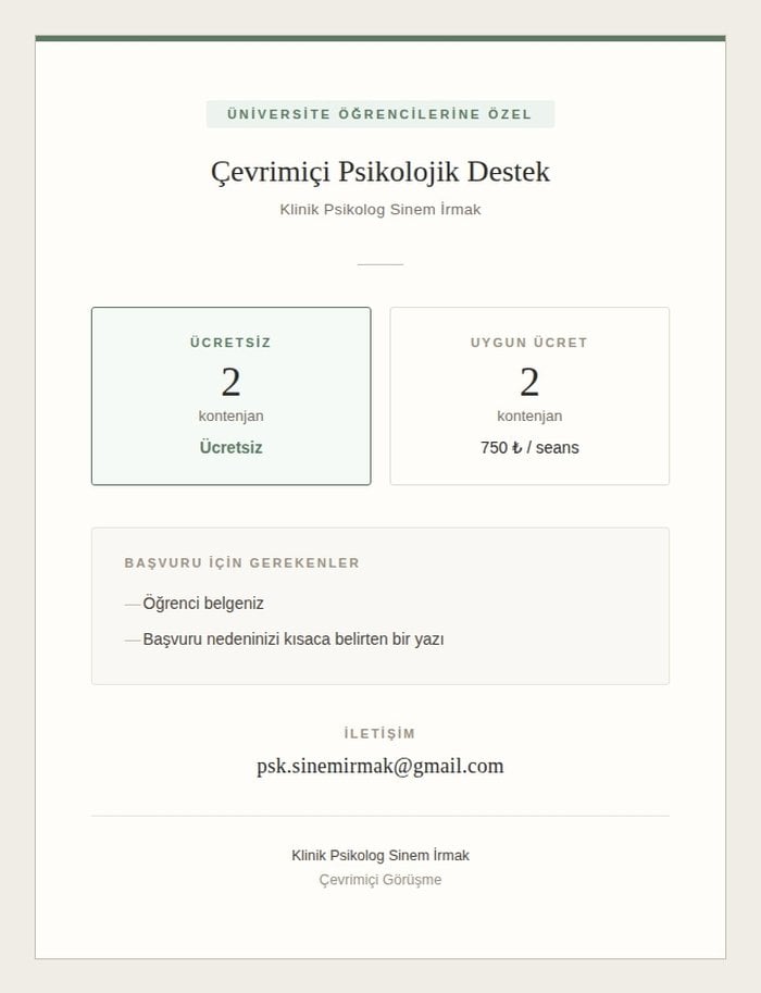 Ücretsiz ve Uygun Ücretli Kontenjan