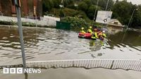 Flooding hits Swansea roundabout after heavy rain across Wales