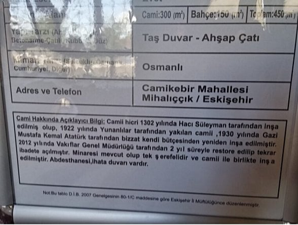 Yunanın yakıp yıktığı Atatürk'ün yaptırdığı Camikebir Camii, (Aşağı Camii), Mihalıççık/Eskişehir.