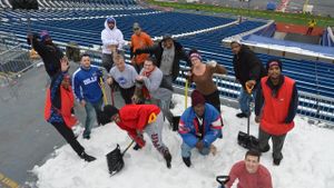 Buffalo Bills Fans Brave Snow To Prepare For Sunday Night Showdown