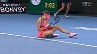 Australian Open tennis 2026, Kimberly Birrell falls over, injury video, Maddison Inglis tiebreak