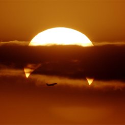Partial Solar Eclipse with Airplane