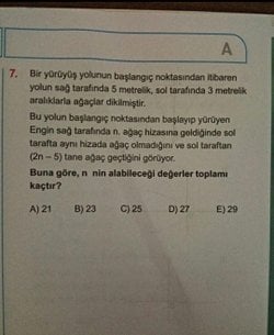 Buna göre n'nin alabileği değerler toplamı kaçtır?