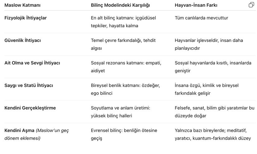 Karşılaştırma Tablosu