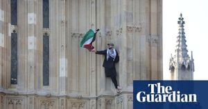 Protester Climbs Big Ben Tower Holding Palestinian Flag