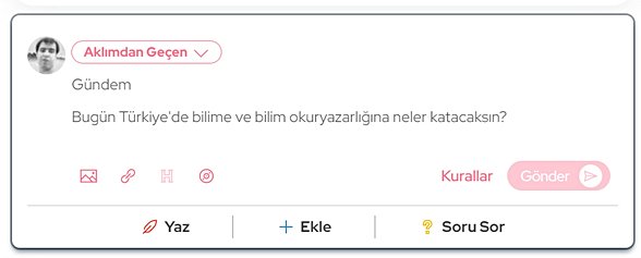 Gönderi yazma paneli.