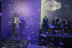 Pat Riley Honored With Statue At Lakers Arena Ceremony