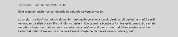 16 Temmuz 2005 tarihli bir forum mesajı.