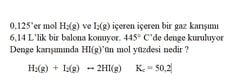 Denge karışımında HI(g)’ün mol yüzdesi nedir?