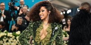 Cardi B Stuns In Green Velvet Suit At Met Gala