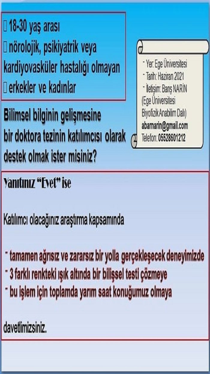 Işık Rengi: Bilişsel Performanslar Ve Otonom Sinir Sistemi