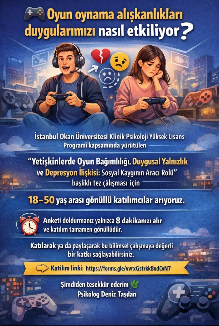 Yetişkinlerde Oyun Bağımlılığı ile Duygusal Yalnızlık ve Depresyon Arasındaki İlişki: Sosyal Kaygı