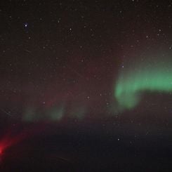 Quadrantid Meteors and Aurora from the Air