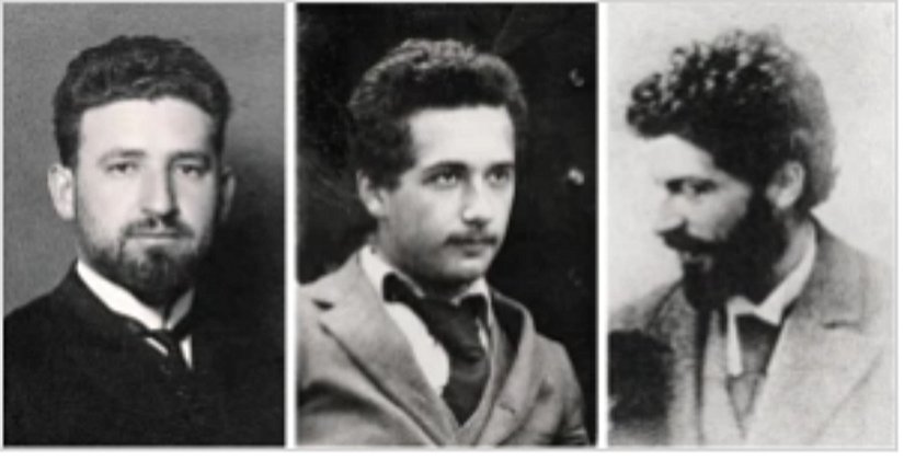 Marcel Grossmann (solda) ve Michele Besso (sağda), Albert Einstein'ın (ortada) üniversite arkadaşları, her ikisi de genel göreliliğe önemli katkılarda bulunmuştu.