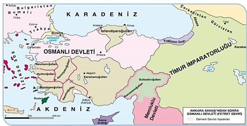 Ankara Savaş'ından Sonra Anadolu Haritası