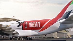 Emirates Unveils A380 With Special AC Milan Livery