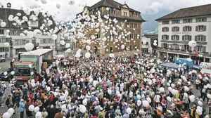 Einsiedeln Erupts With Protests Against AfD Leader Alice Weidel