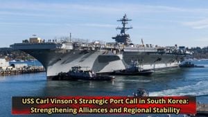 USS Carl Vinson Docks In South Korea, Sparking Tensions