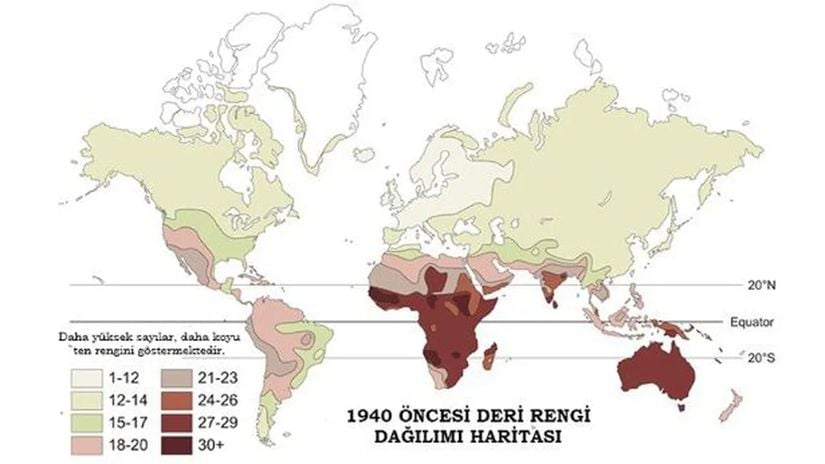 1940 Öncesi Deri Rengi Dağılımı Haritası