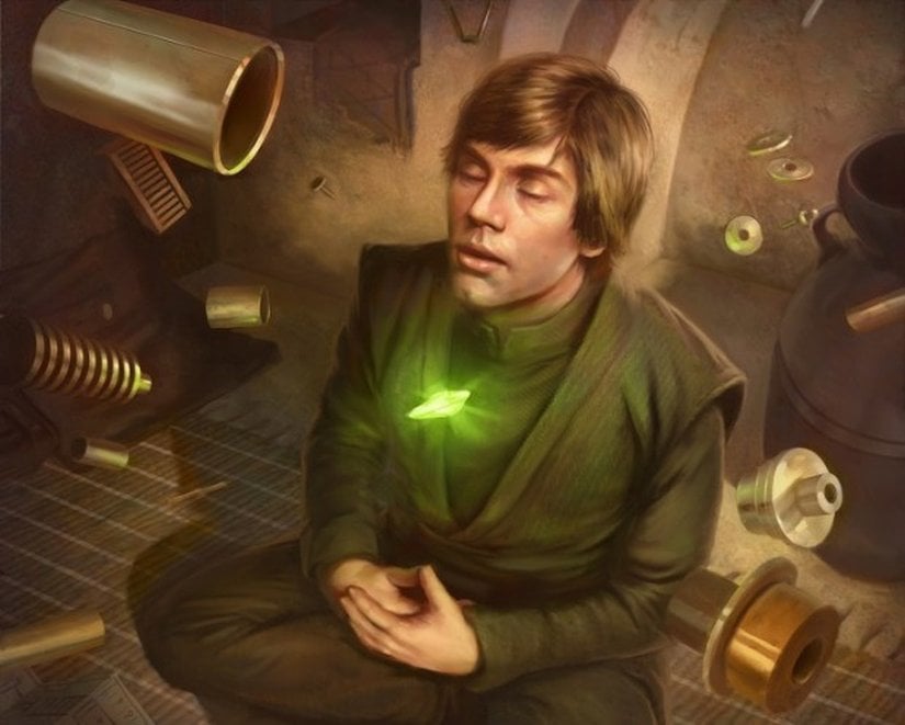 Luke, gücü kullanarak yeni bir ışın kılıcı yapıyor.