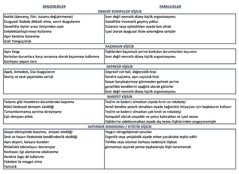 Altta yatan bir şizoid bozuklukla karıştırılması muhtemel en yaygın DSM Eksen I bozukluklarından bazıları