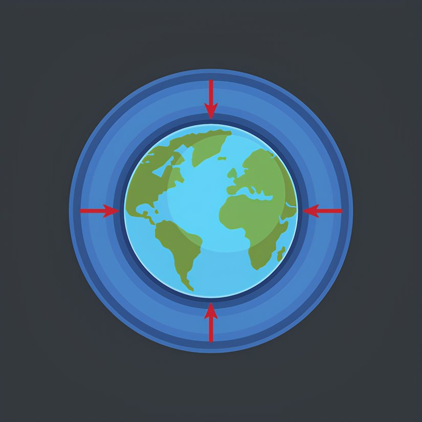 Atmosferin yaptığı basıncın gösterimi.