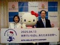 大分県とハーモニーランドを運営するサンリオエンターテイメント万博開催にあわせ観光キャンペーン発表4月13日『大分ハローキティ空港』開港