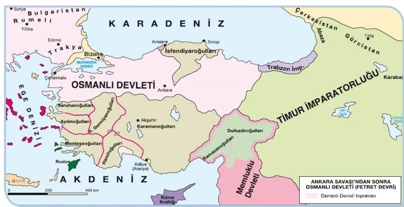 Ankara Savaş'ından Sonra Anadolu Haritası