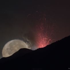  Moon behind Lava Fountain 