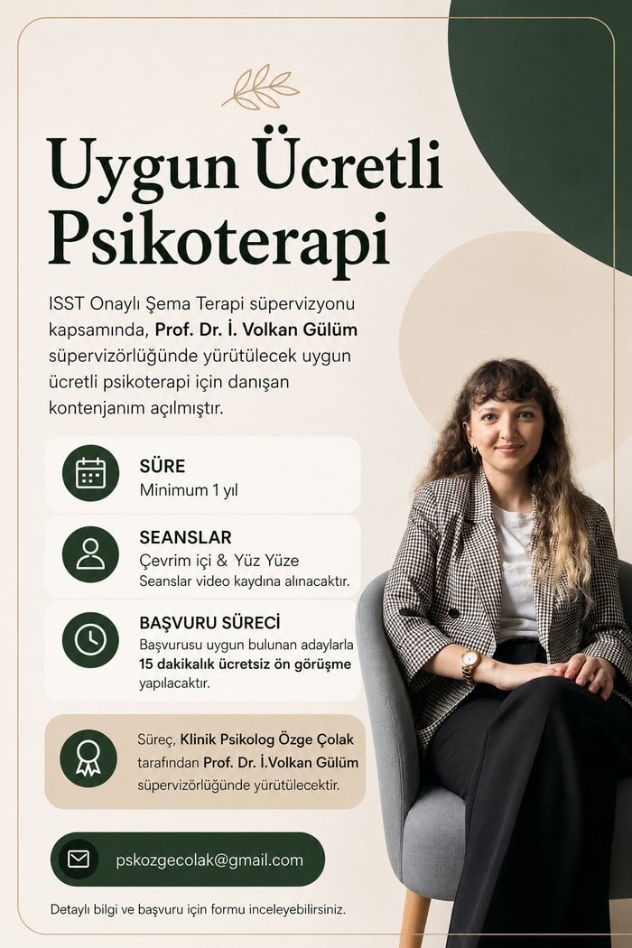 Şema Terapi Süpervizyonu Kapsamında Uygun Ücretli Psikoterapi Hizmeti