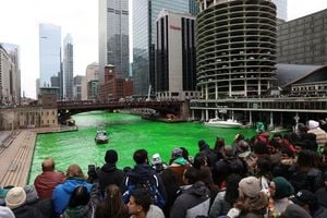 Chicago River Turns Green As St. Patrick's Day Approaches