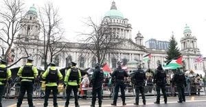Protests And Parades Clash In Belfast City Centre