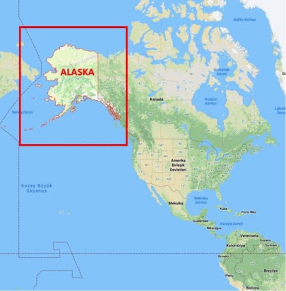 Rusya ile 4km mesafede sınırı bulunan Amerika Birleşik Devletleri eyaleti Alaska.