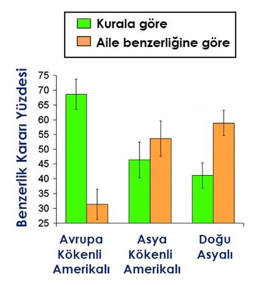 Görsel 3. Ailevi benzerlik ya da kural tabanlı benzerlik hükümlerine varan katılımcı yüzdeleri