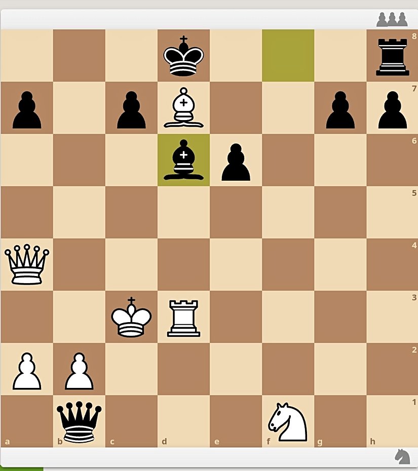 Beyazlar hala karmaşık oynuyor. Beyaz oynar. Bir hataya gider bütün kazanımlar.