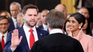 Usha Vance Dazzles At JD Vance's Vice Presidency Ceremony