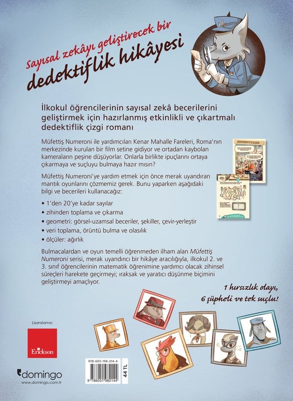 Sayısal Zekâ Gelişimi İçin Etkinlikli Ve Çıkartmalı Dedektiflik Çizgi Romanı (7-9 Yaş) - Müfettiş Numeroni